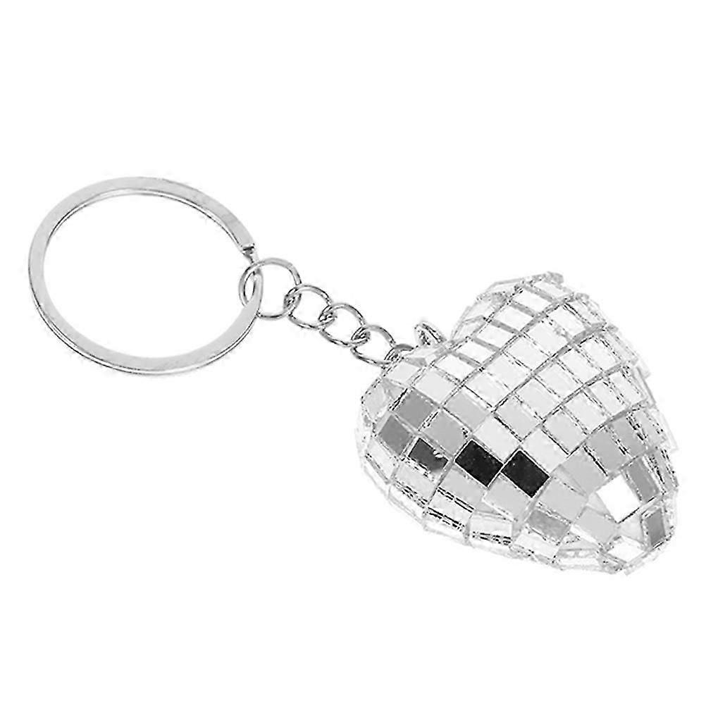 Heart Shaped Disco Ball Keychain for Decor Silver Mirror Pendant Accessory