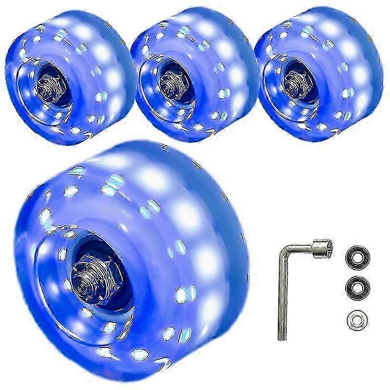 Lot de 4 roues lumineuses avec roulements, double rangée, accessoires de patinage et de skateboard, 32 mm x 58 mm - JJ