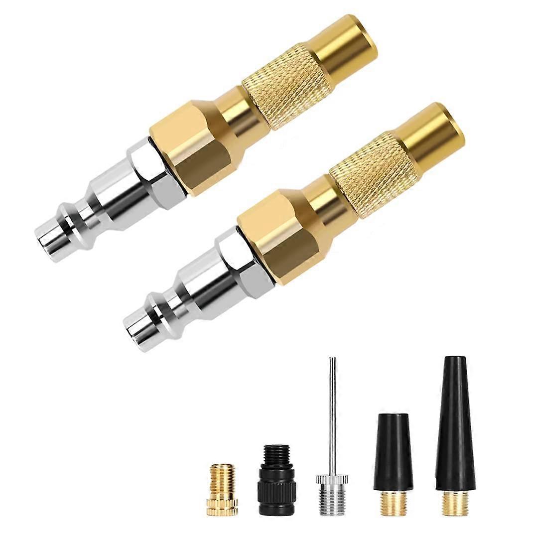 2 Pack Heavy Duty Brass Air Chuck with Quick Connect, Twist On Tire Inflator Chuck for Schrader Valve