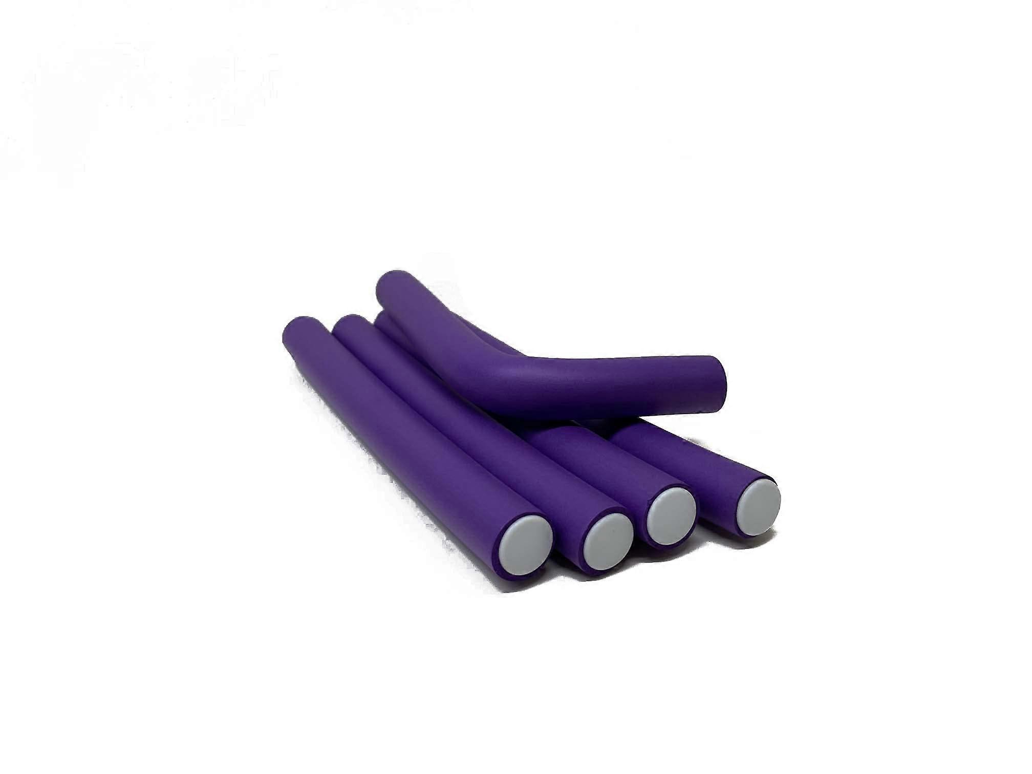 Large Purple Flexi Rod Hair Rollers No Heat Soft Sponge Curlers for Overnight Styling 5 Pack