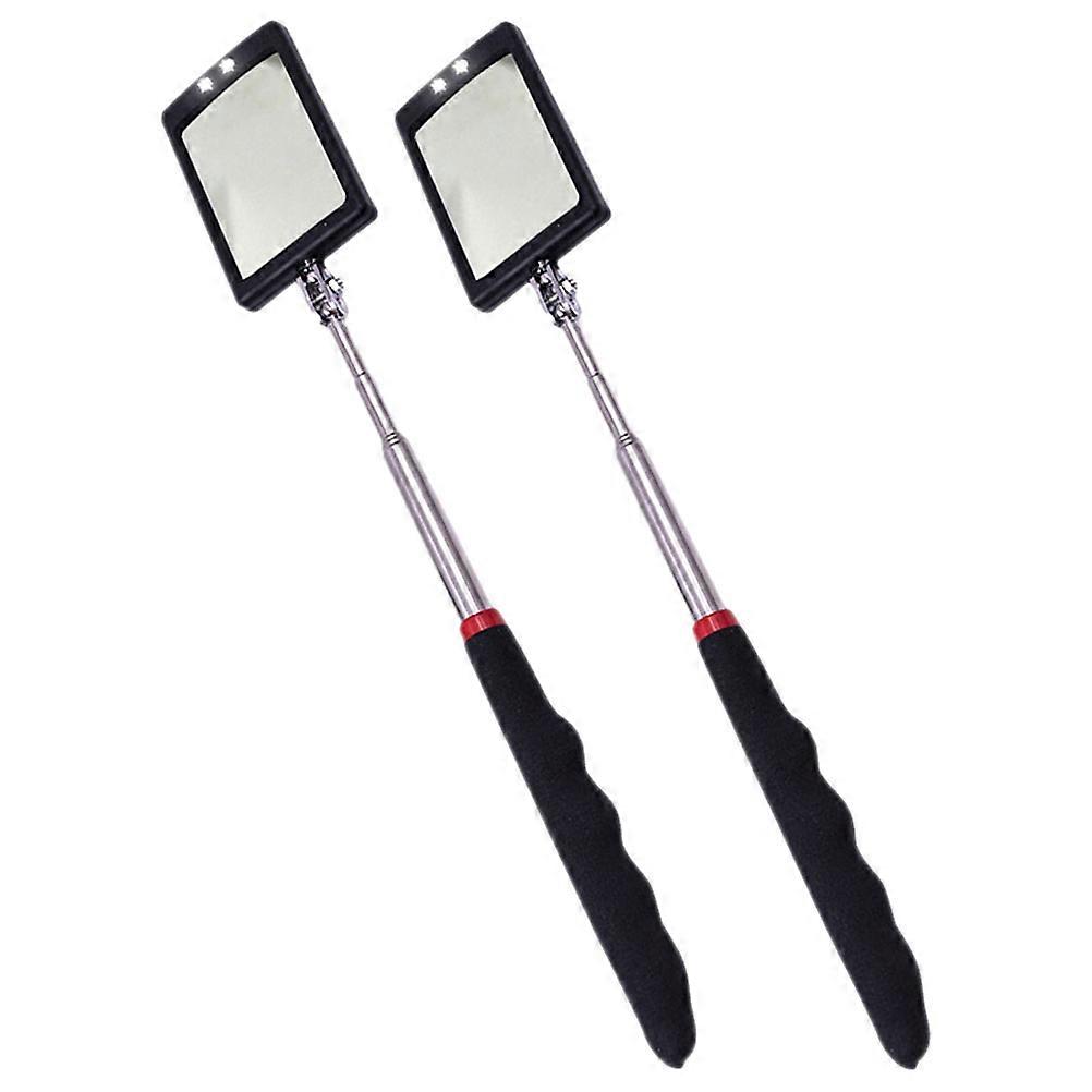 Reflective Mirror Telescoping Inspection Mirror for Use 2Pcs LED Light