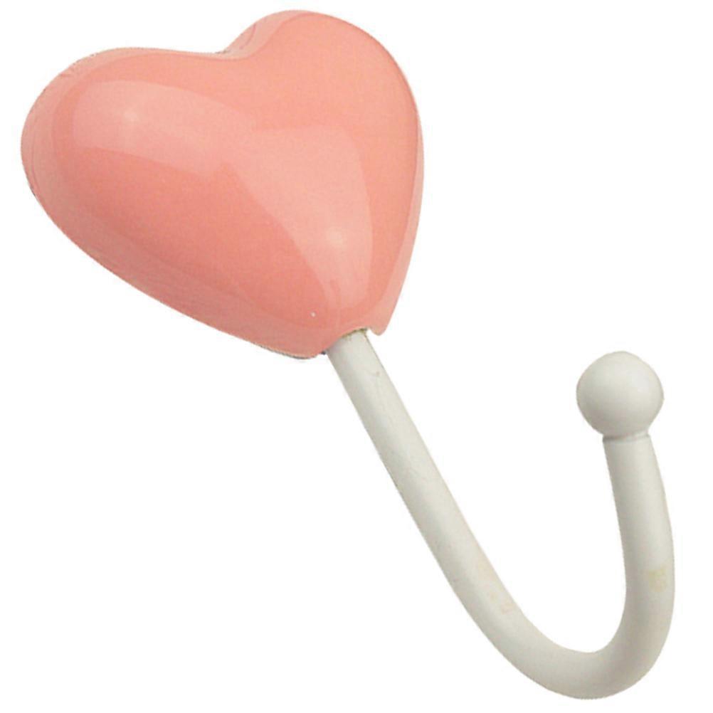 1Pcs Pink Ceramic Wall Hook Heart Shape for Hanging Small Items Mediterranean