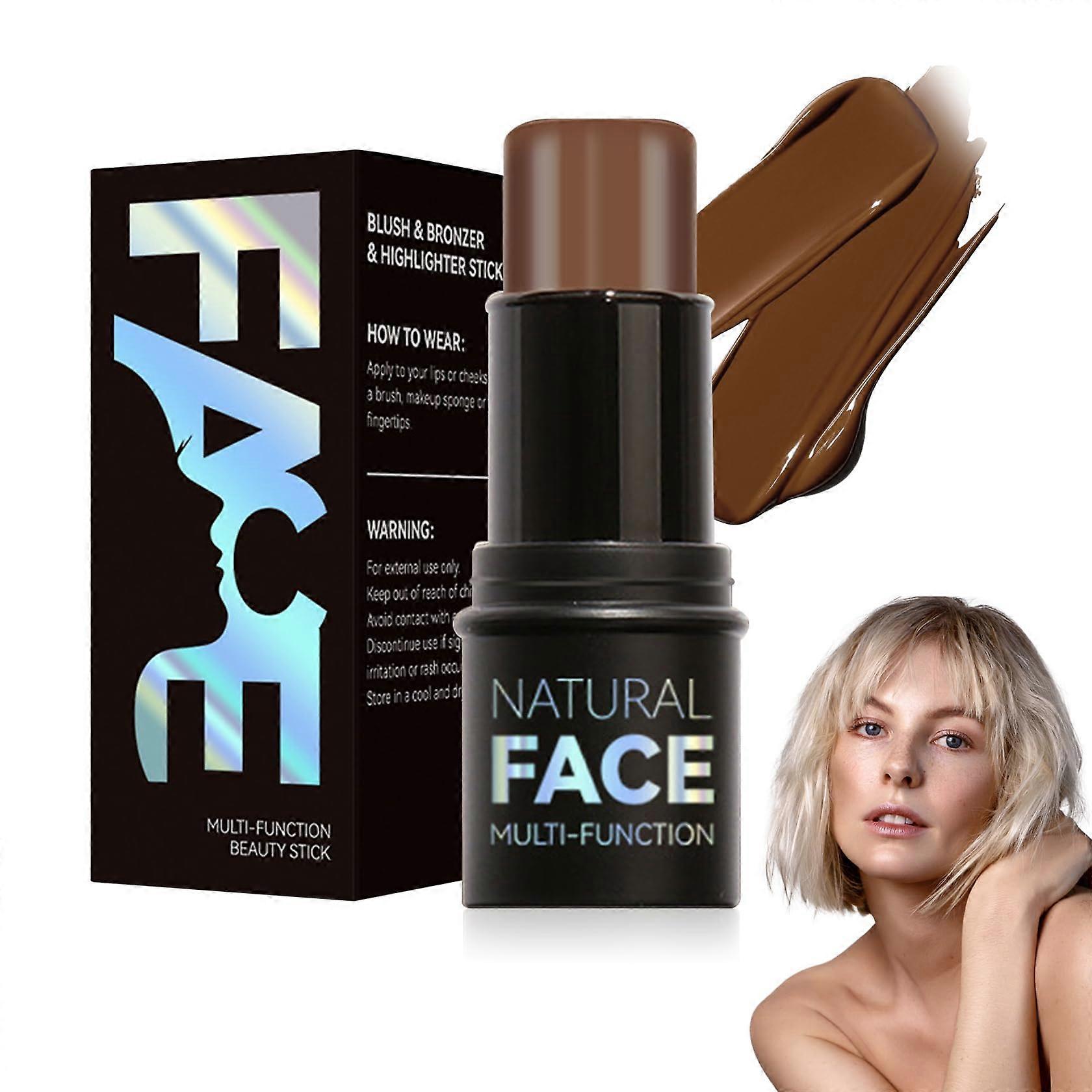 Cream Blush Stick with Brush, Waterproof LongLasting Multi Use Makeup for Cheeks Lips Eyes