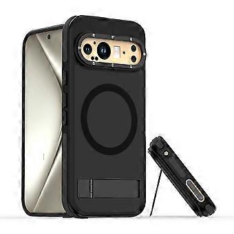 Compatible with Google Pixel 9 Pro Transparent Electroplated Case with Magnetic Stand Drop Protection Cover