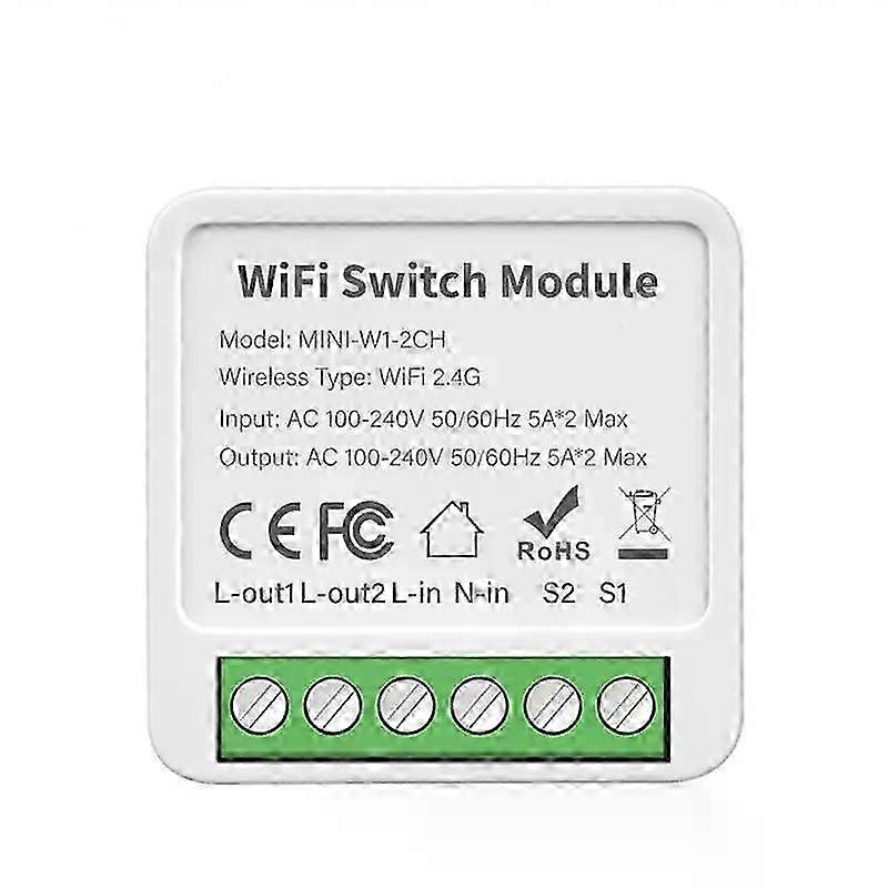 Mini WiFi Smart Light Switch Module with Neutral Wire, Alexa and Google Home Compatible