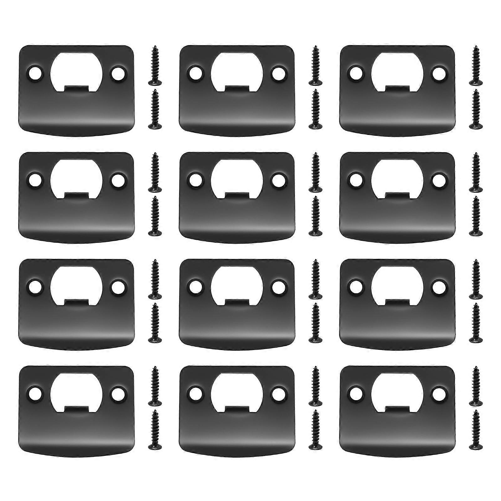 12 PCS Matte Black Door Strike Plate Set with Rounded Corners and Screws for Enhanced Security
