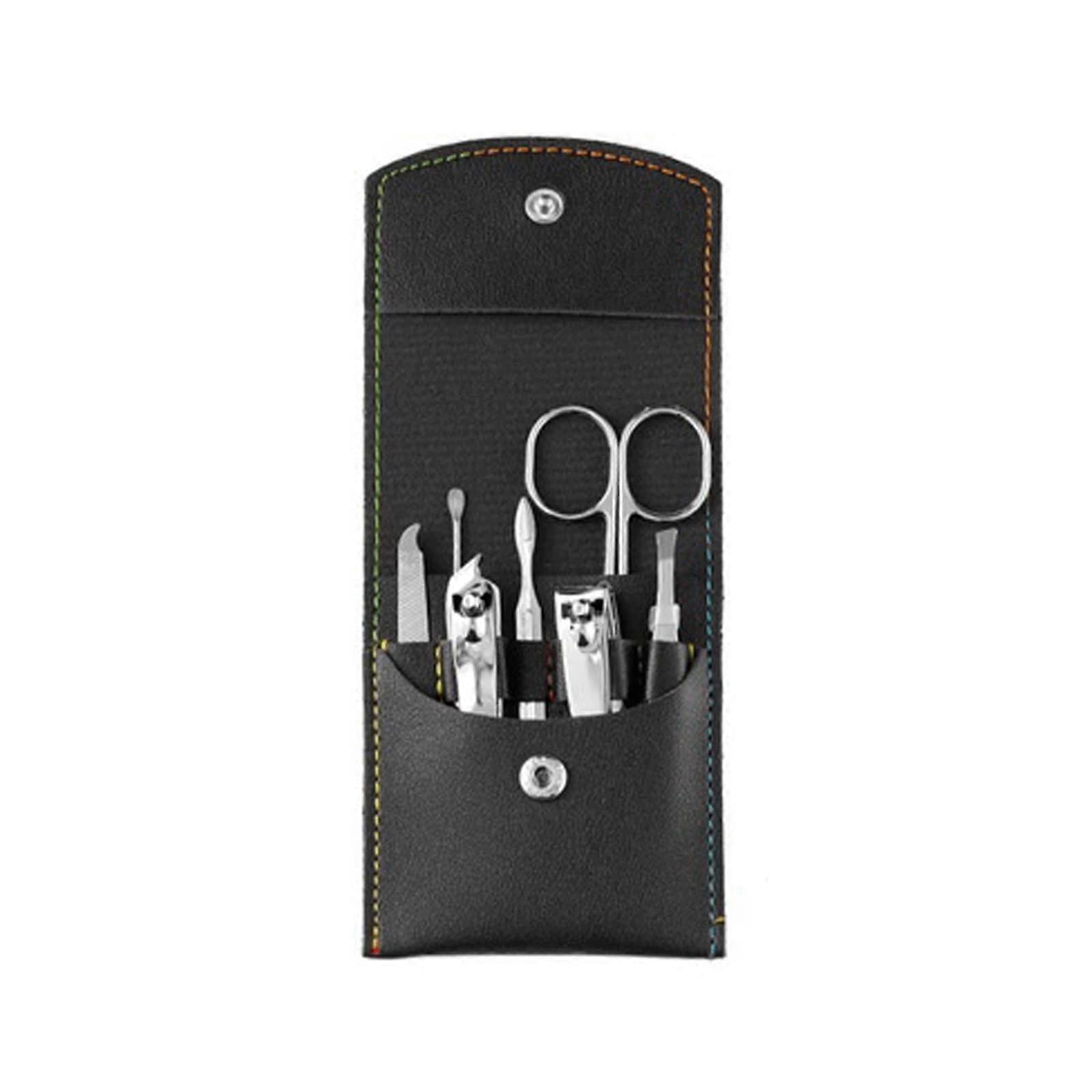 Nail Clippers Set with Sharp Precision Blade, Travel Size Black Fingernail Clipper Kit with Bag