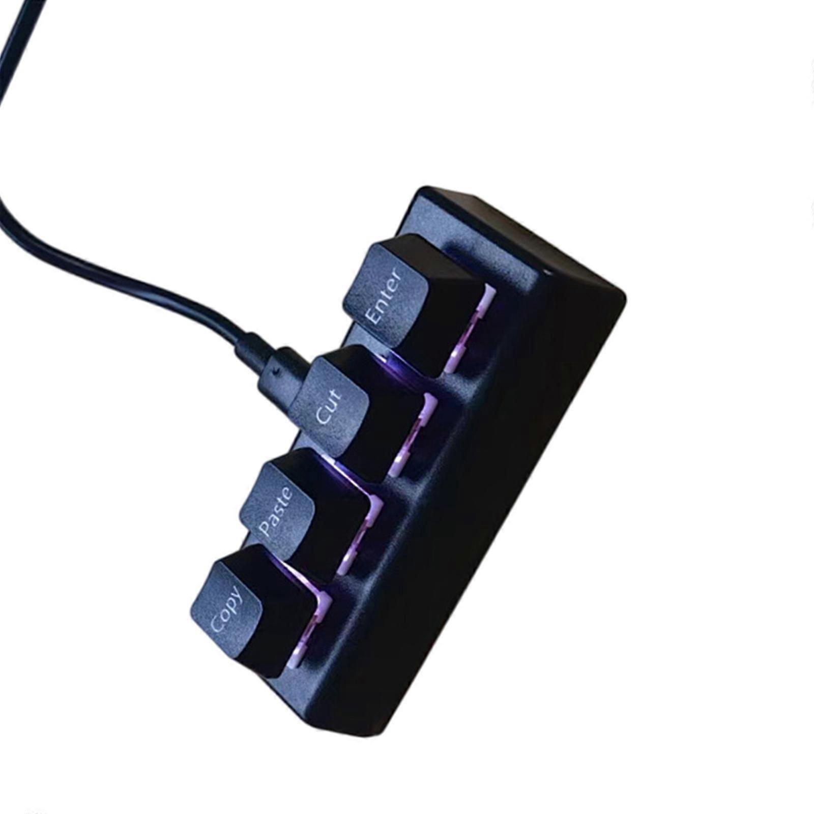 4 Key Cut Copy Paste Select Mini Keypad Stable Connection and Extended Life Keyboard for Gaming and Remote Work  Black