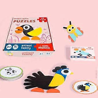 Wooden Animal Jigsaw Puzzle Creative Tangram Wooden Block for Kids Geometry Color Cognitive Intelligence Development Toys