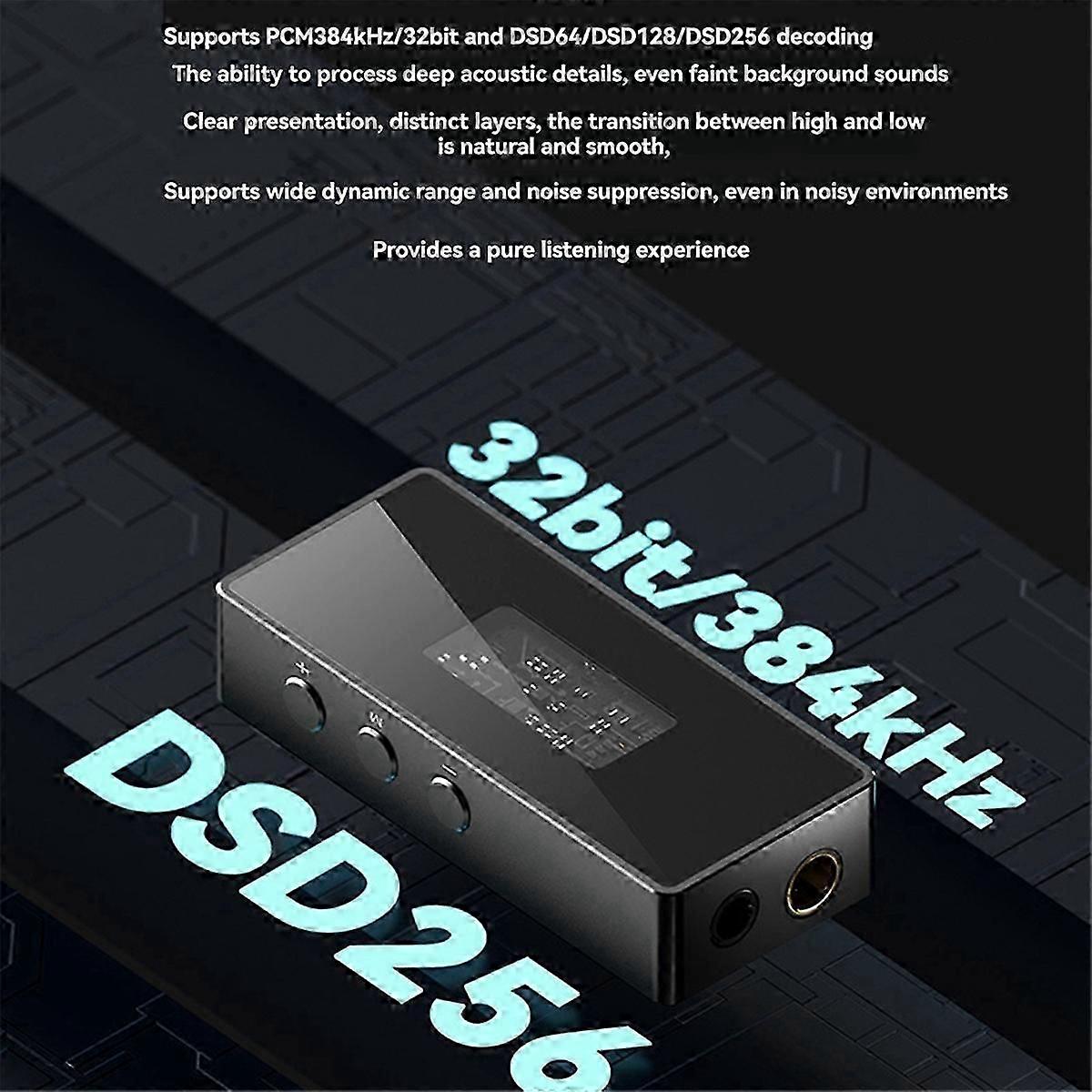 HIFI Digital Audio Converter Decoder 384KHz Dual Chip Amplifier 3.5mm+4.4mm Headphone Adapter Mobile