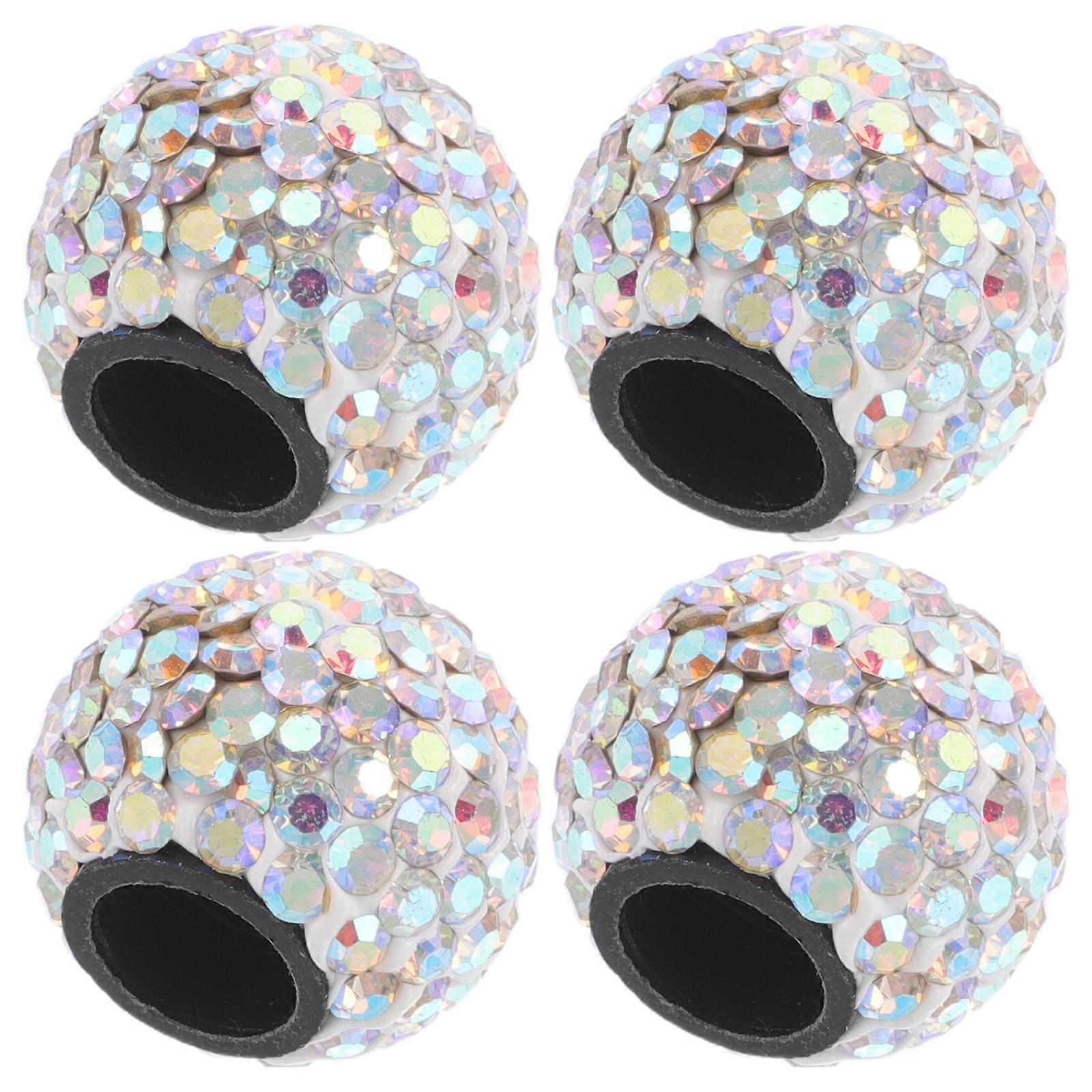 Car Tire Nozzle Caps Multi-Colored Rhinestone Waterproof Dustproof Easy Installation 4Pcs
