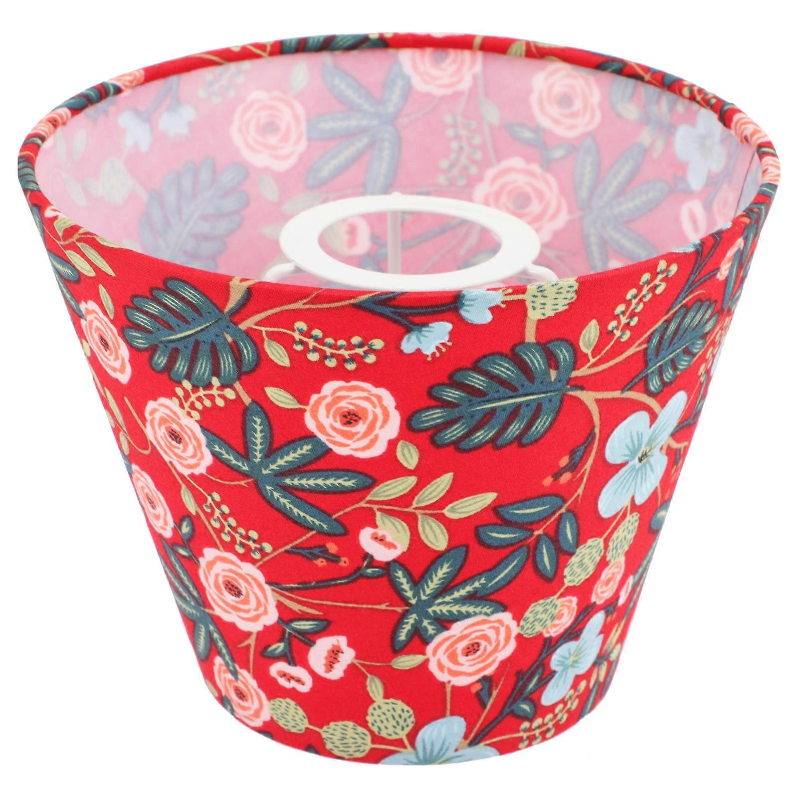 Red Pattern Cloth Lamp Cover for Household Lamp Shade E27 Socket