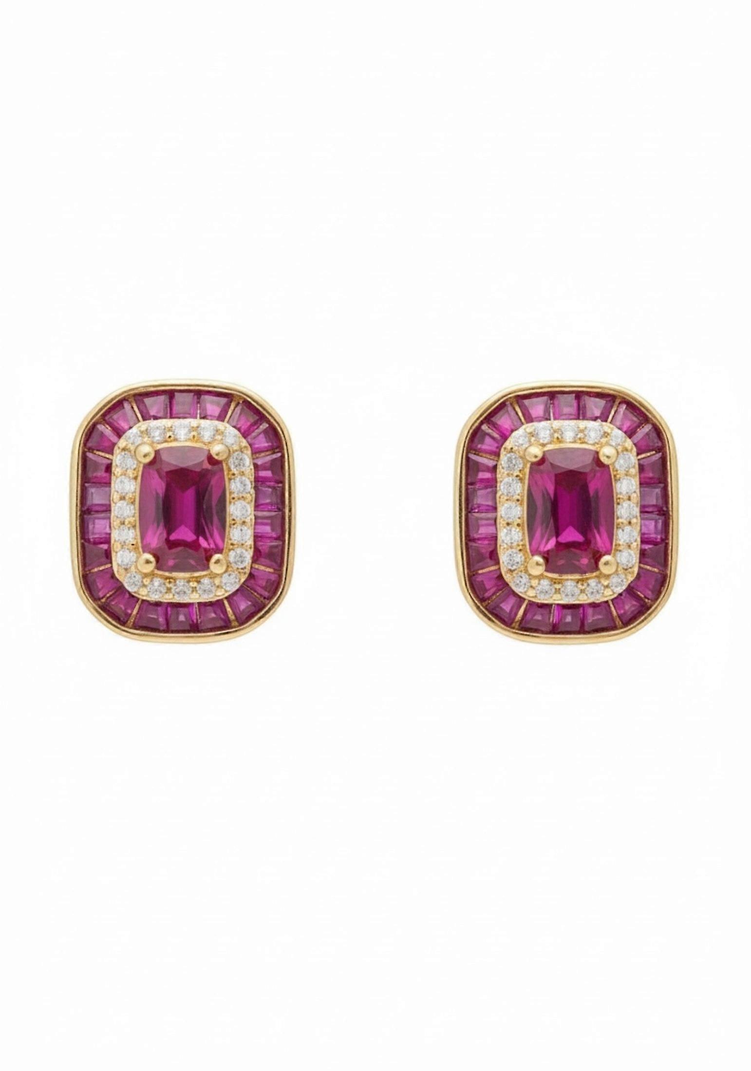 Great Gatsby Stud Earrings Ruby Gold