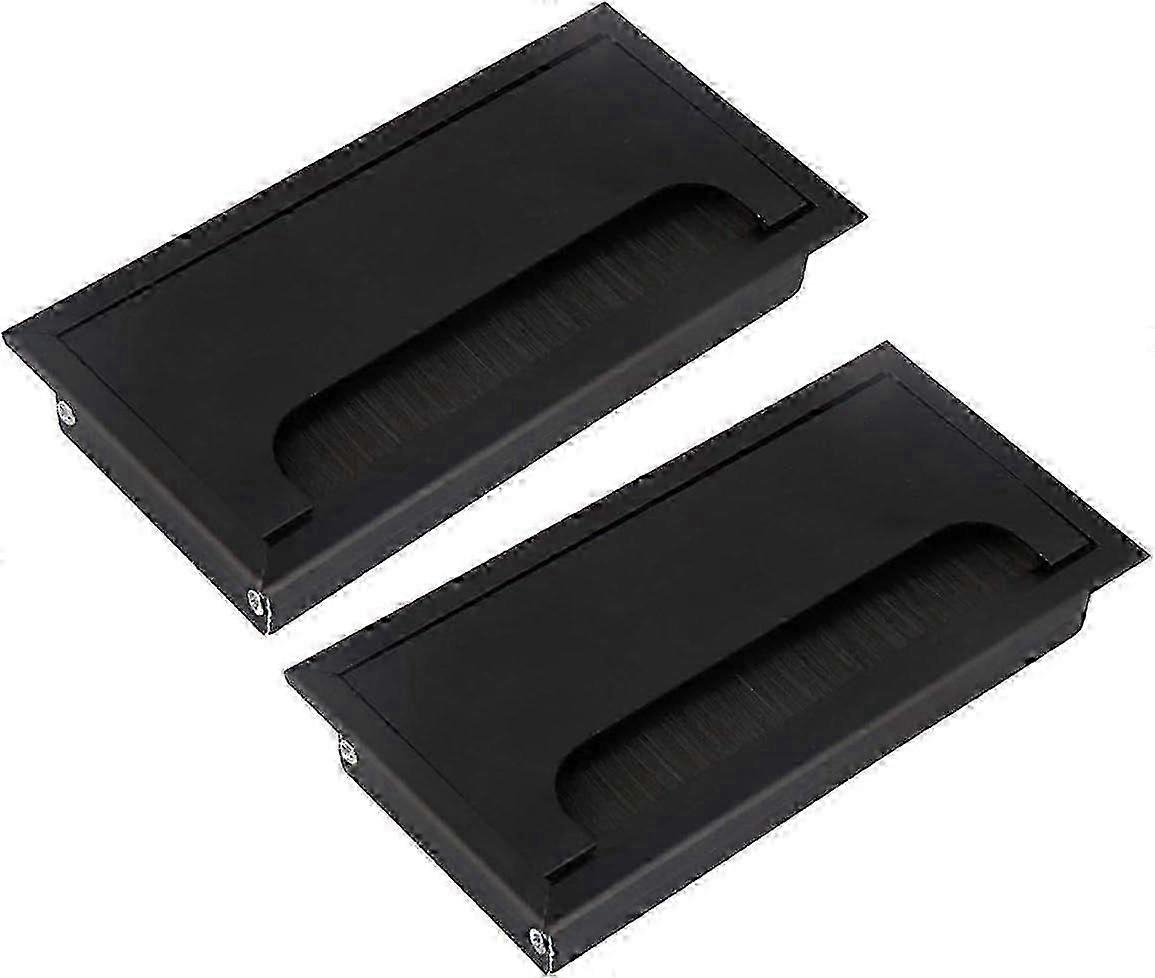 2 Pack 160mm Rectangular Cable Grommets with Brush, Aluminum Alloy for Desk