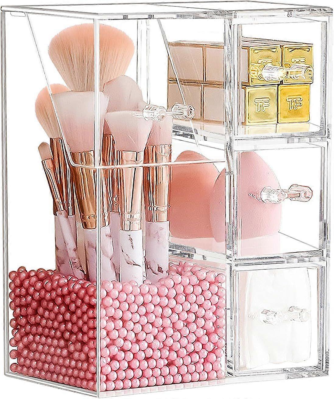Transparent makeup brush organizer