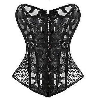 Korsett Rücken Schnürkorsett Body Shaping Gedruckte Mesh Gaze Sexy Shapewear Europäisches Und Amerikanisches Hofkorsett