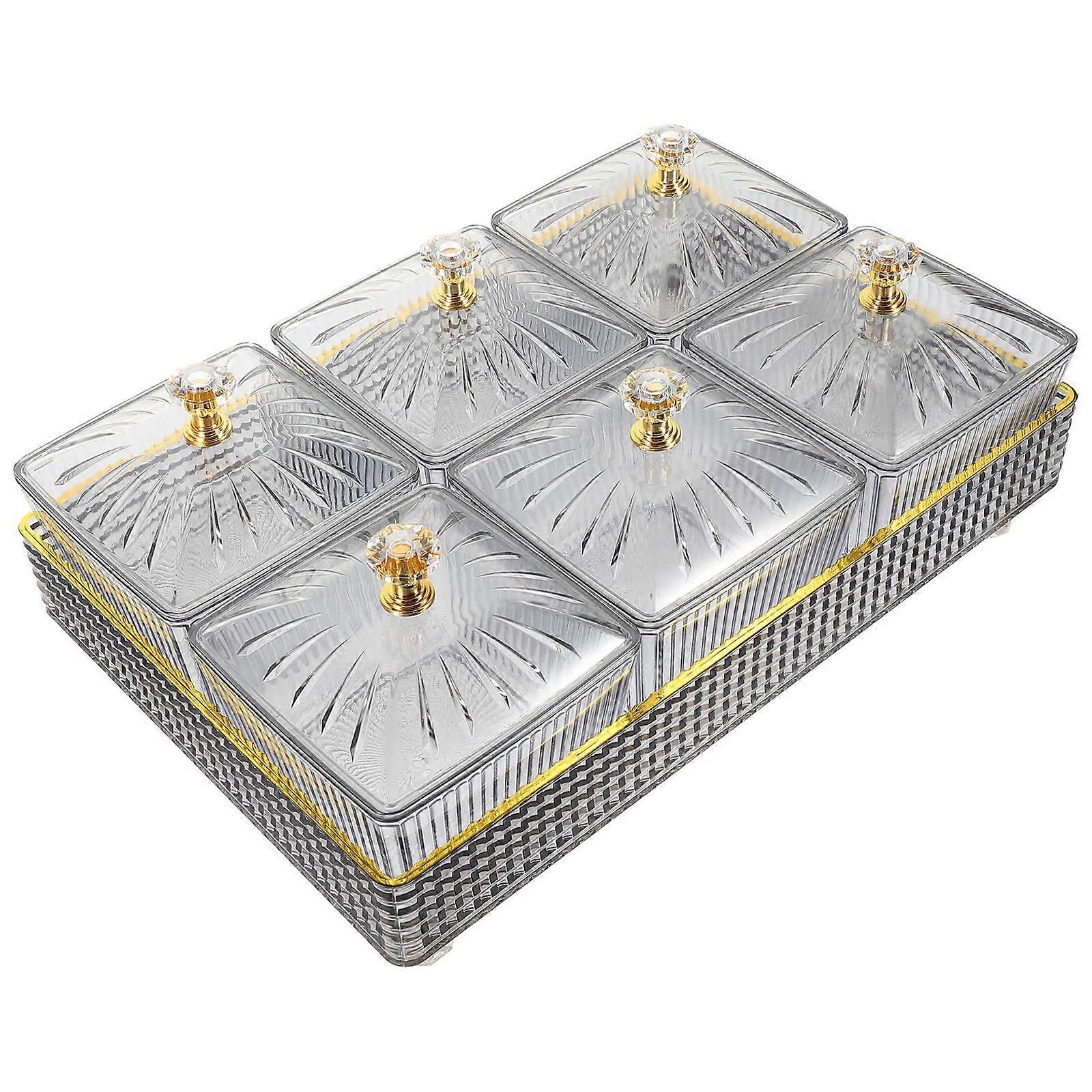 Snack Plates with Cover Multi-Function Storage Tray for 1Set Grey Ps