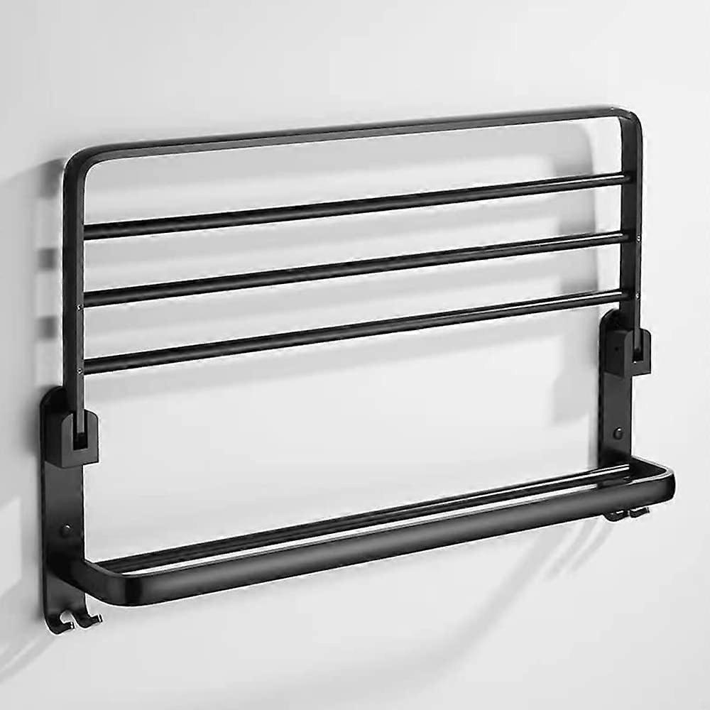 No-drill towel rack, with towel hooks