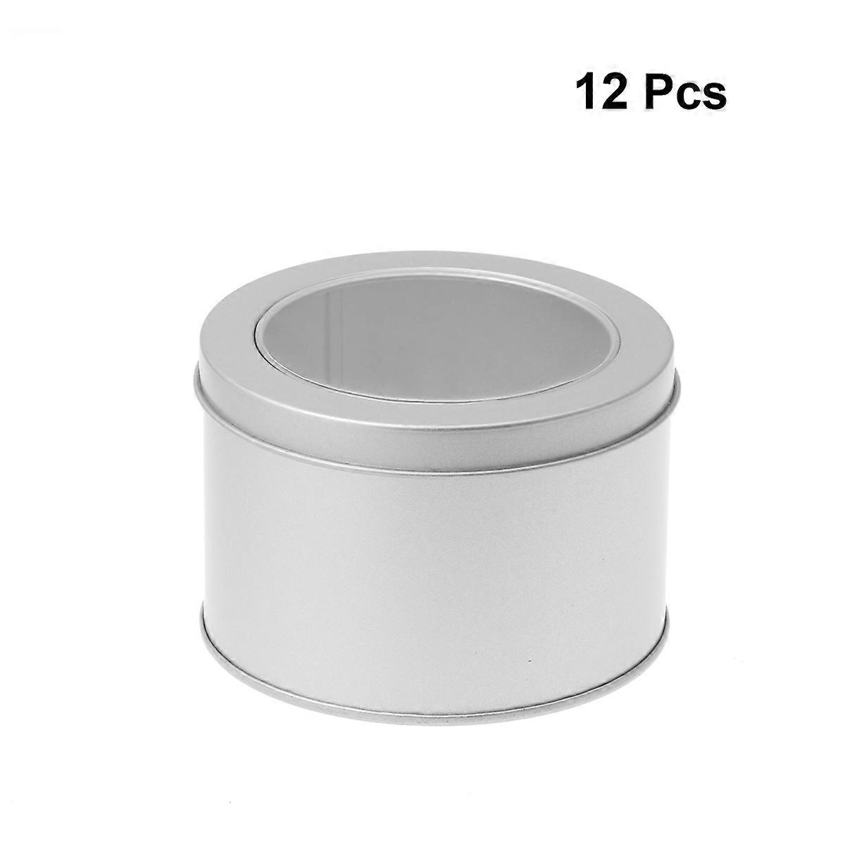 Candy Boxes Round Empty Boxes for Storage 24Pcs Silver Metal Case