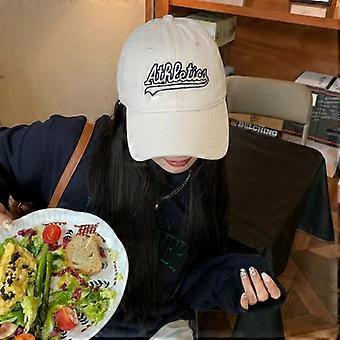 Damen-Baseballkappe aus Baumwolle, einfarbig, mit Stickerei, Sommer-Sonnenschutz, Schirmmütze, lässiger Sporthut für koreanische Mädchen.