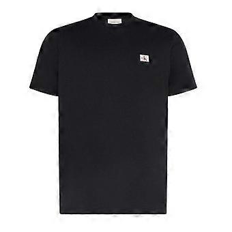 T-shirt Calvin Klein pour homme, logo carré, col rond, en coton, coupe classique