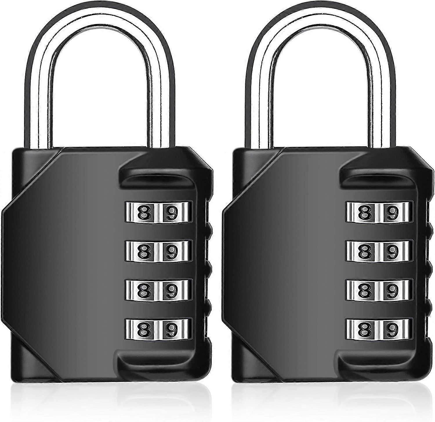 Combination Lock 2 Pcs 4 Digit Padlock Gym Padlock(black)