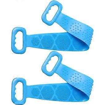 Bath Towel and Exfoliating Back Scrubber 2pcs Set 60cm Blue Strap for Bathing Relaxation and Skin Cleansing Bathing Accessories