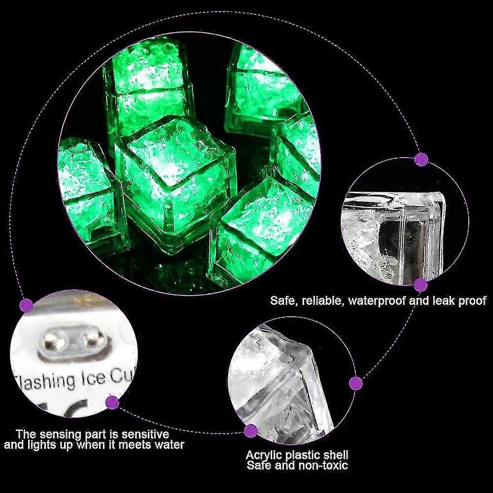 Light Up Ice Cubes,12pcs Multi Color Led Ice Cubes,reusable