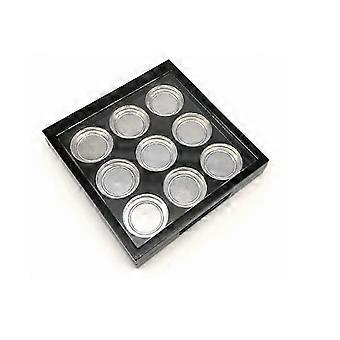 1 PCS Empty Eyeshadow Palette Portable Square Eyeshadow Box 9 Grids Cosmetics Storage Organizer 20mm Round Metal Pans for Eyeshadow