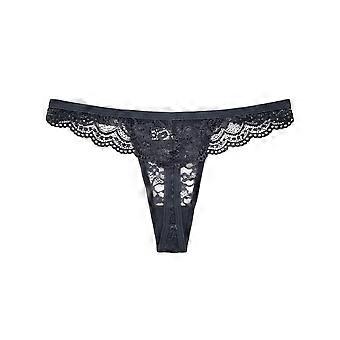 Women'S Low Rise Floral Lace Thong Sheer Stretch Underwear Gray XL