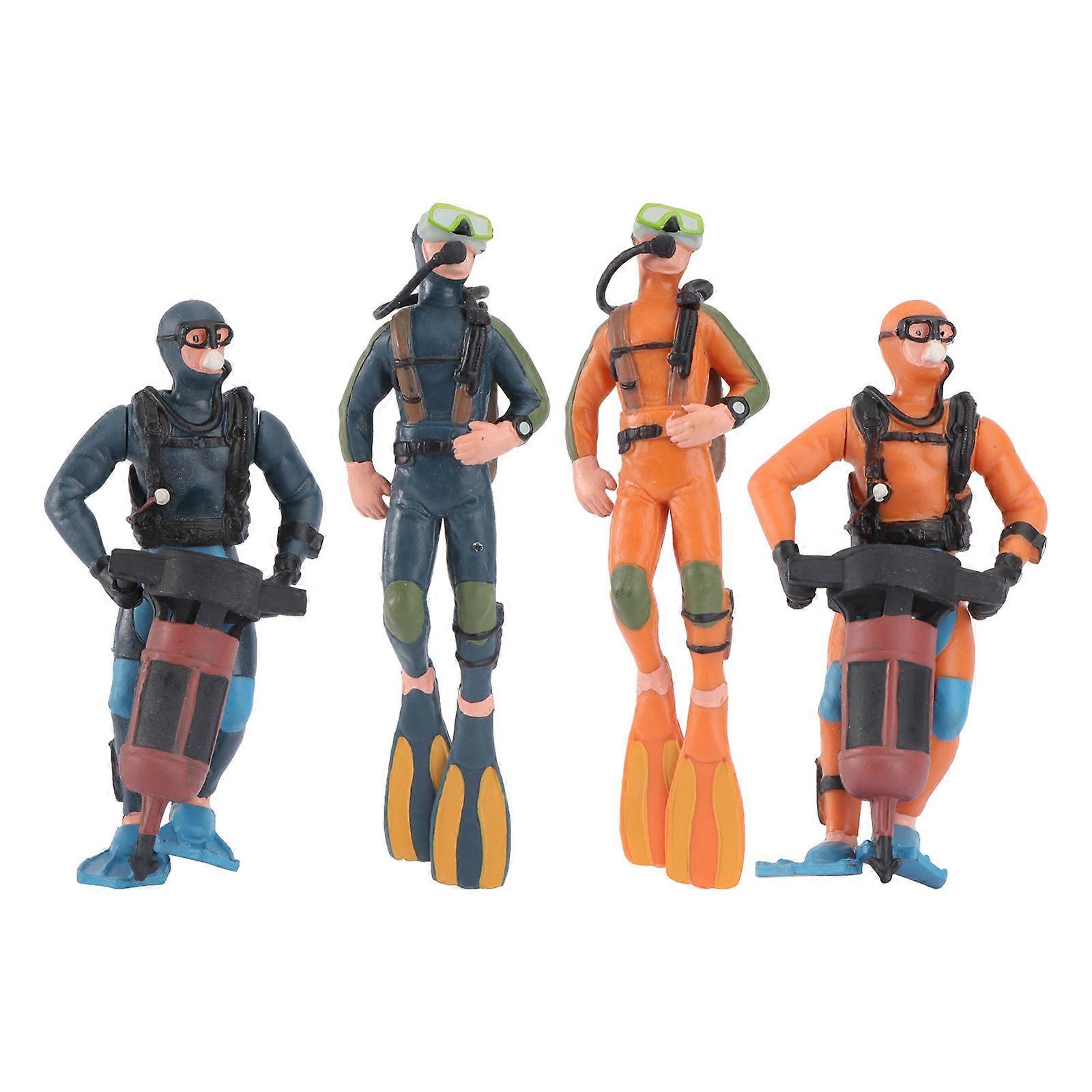Waterproof Decorations Diver Models for 4Pcs PVC Set
