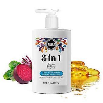 3 in 1 Shampoo + Conditioner + Body Wash, Hydraterende Haar & Lichaamsreiniger met Wortelextract, Vitamine E, Reinigt + Voegt Vocht Terug Toe In Haar En Lichaam