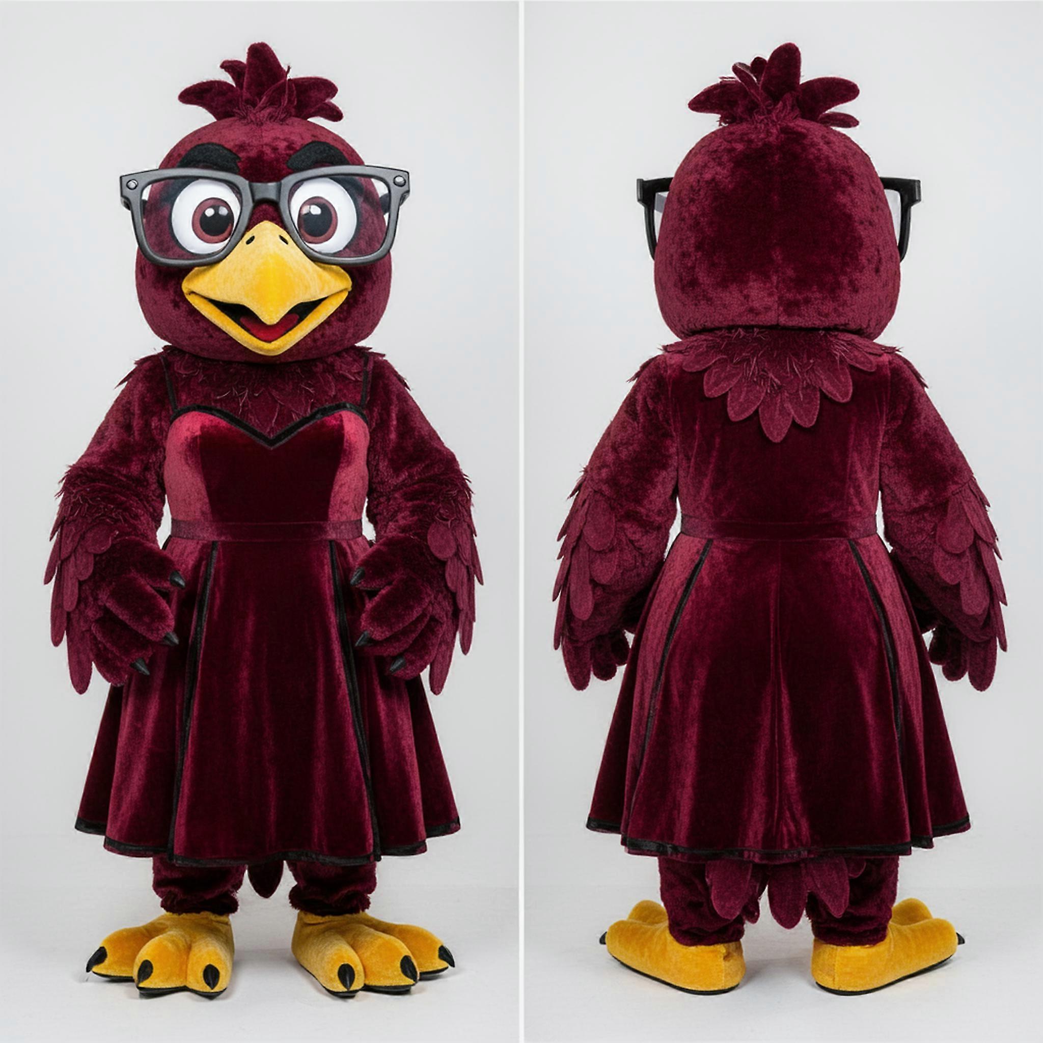 MASTICOT Maroon Velvety Crow Mascot