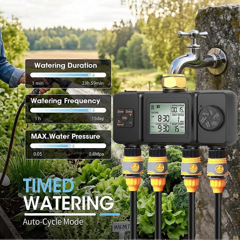 4 Outlets Automatic Water Timer Irrigation Programmer Dip Watering Faucet Sprinkler Timer Controller for Garden Yard