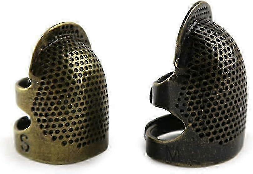 2 Pack Sewing Thimble Adjustable Fingertip Thimble Copper Finger Protector DIY Sewing Tools (S+M)