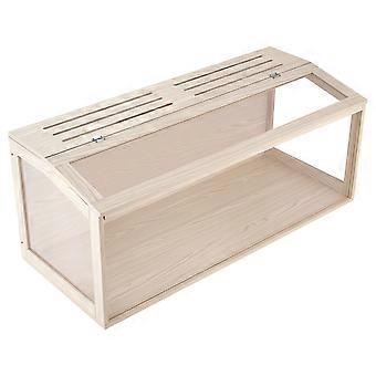 Houten hamsterkooi 48"x20.1"x20.1" met 270 kijkvensters, knaagbestendige acryl kooi voor kleine dieren met openklapbare bovenkant