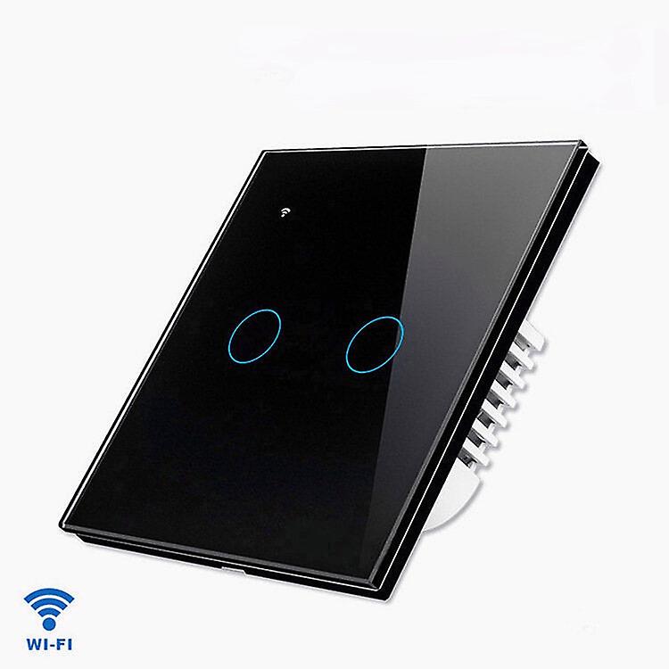 無線LANワイヤレス2gang 2ウェイスマートウォールタッチスイッチAC 100v / 220vワイヤレスウォールライトスイッチEU / UK標準スマートホーム