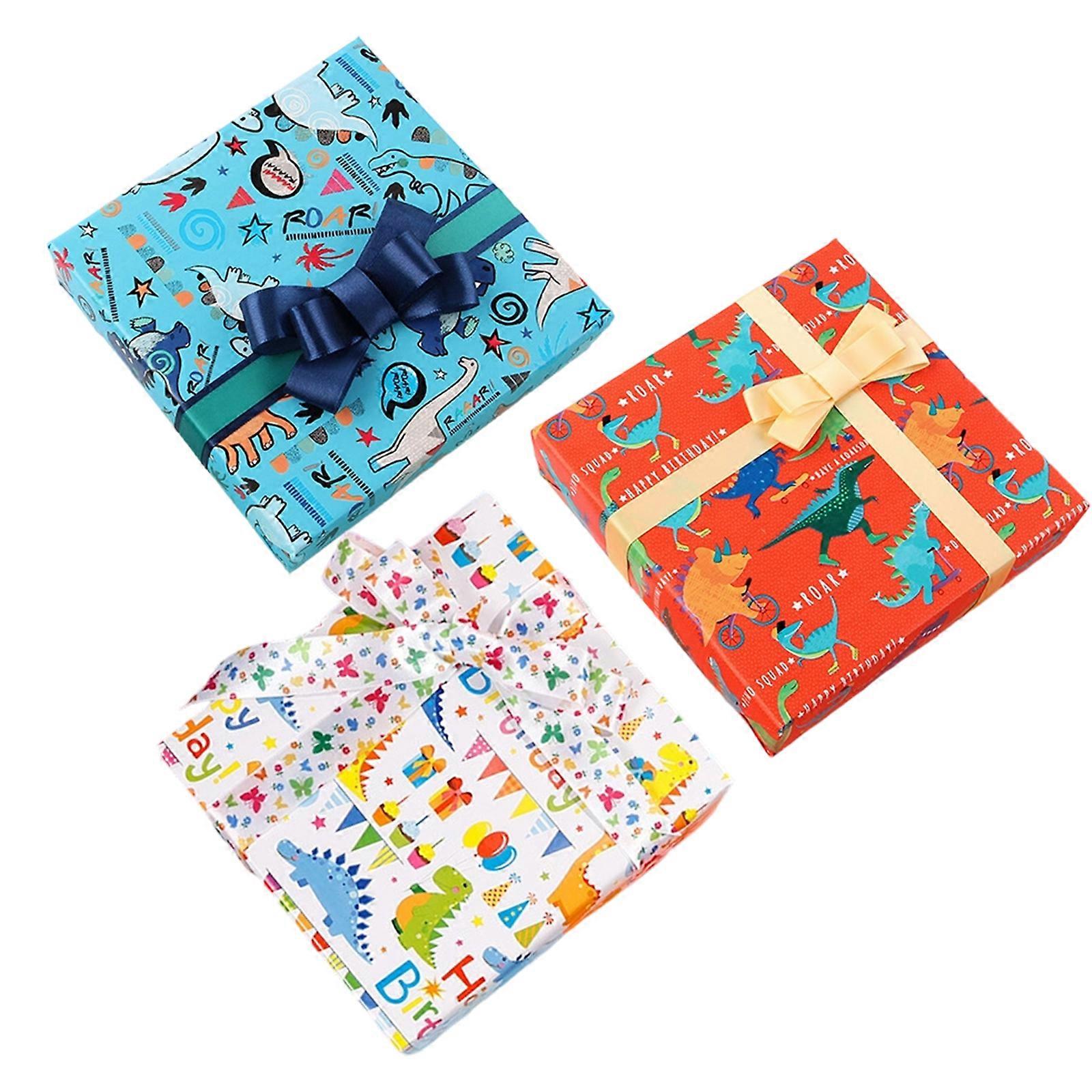 Dinosaur-Themed Reversible Thickened Gift Wrap Sheets