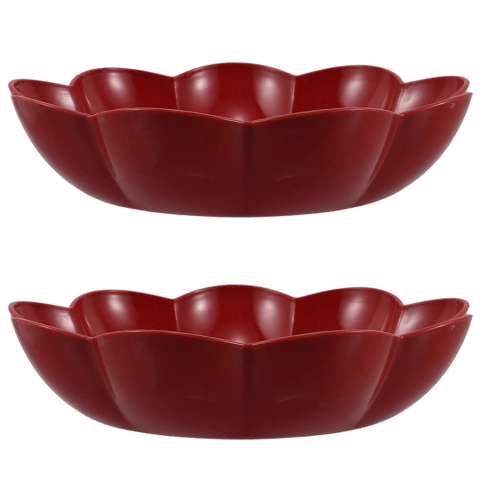 2Pcs Red Serving Tray for Home Use Round Snack Serving Platter