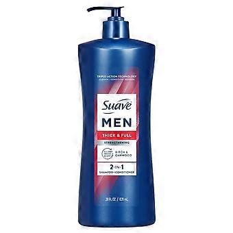 Suave Men Thick & Full Strengthening 2-in-1 Shampoo & Conditioner Birch & Oakwood Scent 28 fl oz