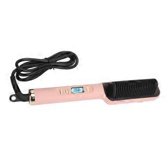 2 in 1 negatieve ionenhaar stijltang styling kam PTC uniforme snelle verwarming rechttrekkende kam met LCD-scherm roze Amerikaanse stekker