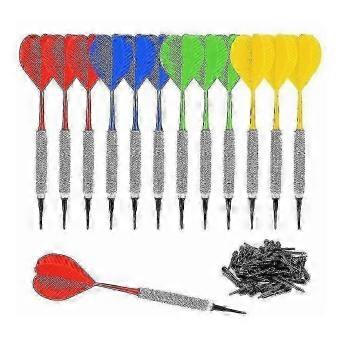 100 Extra Soft Tip Dart Set - Safety Soft Darts 12pcs - Red, Yellow, Blue, Green
