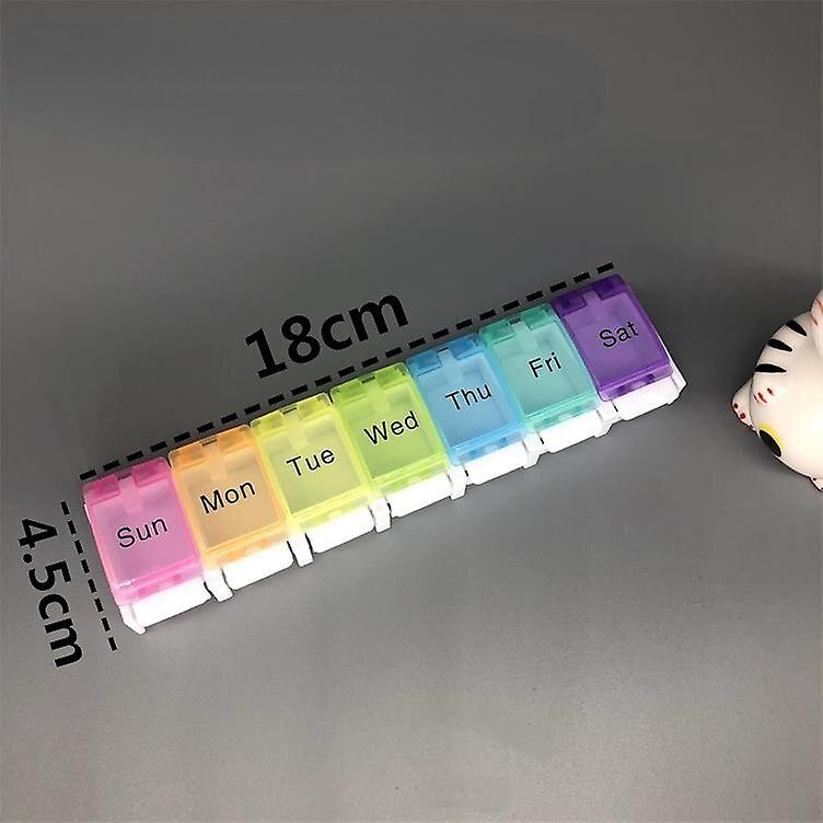 7 Days Weekly Pill Box Colorful Tablet Holder Storage Case For Medicine Button Open Drug Container Mini Box Pill Organizer