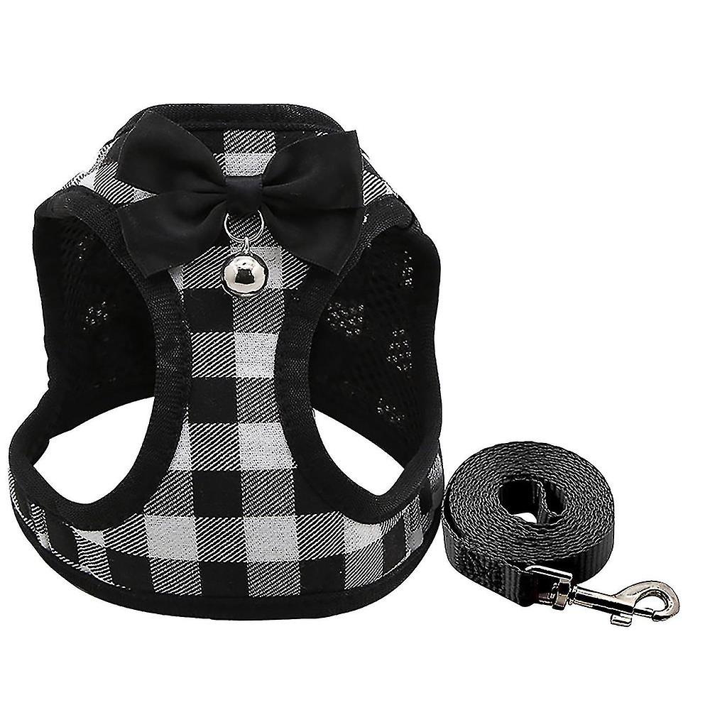 Leak Proof Cat Leash Adjustable Soft Cat Walking Vest Puppy Rabbit - Black