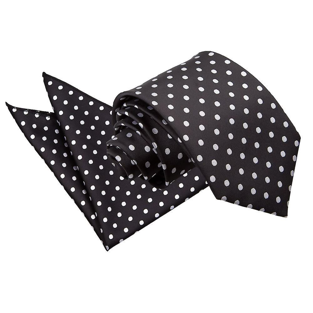 Black Polka Dot Classic Tie and Pocket Square Set