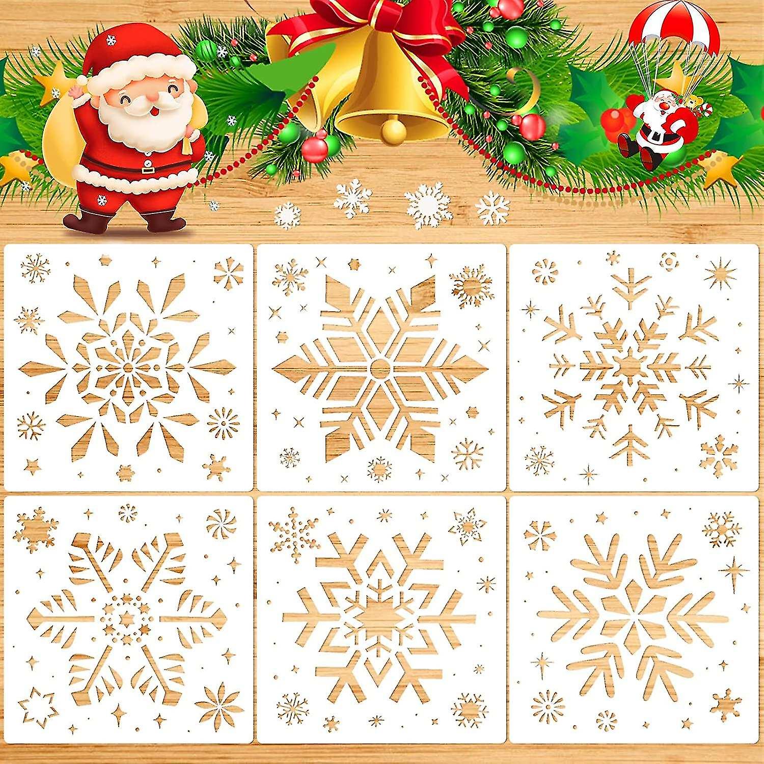Large Christmas Snowflake Template Reusable Plastic Craft Drawing Template 1 Set White