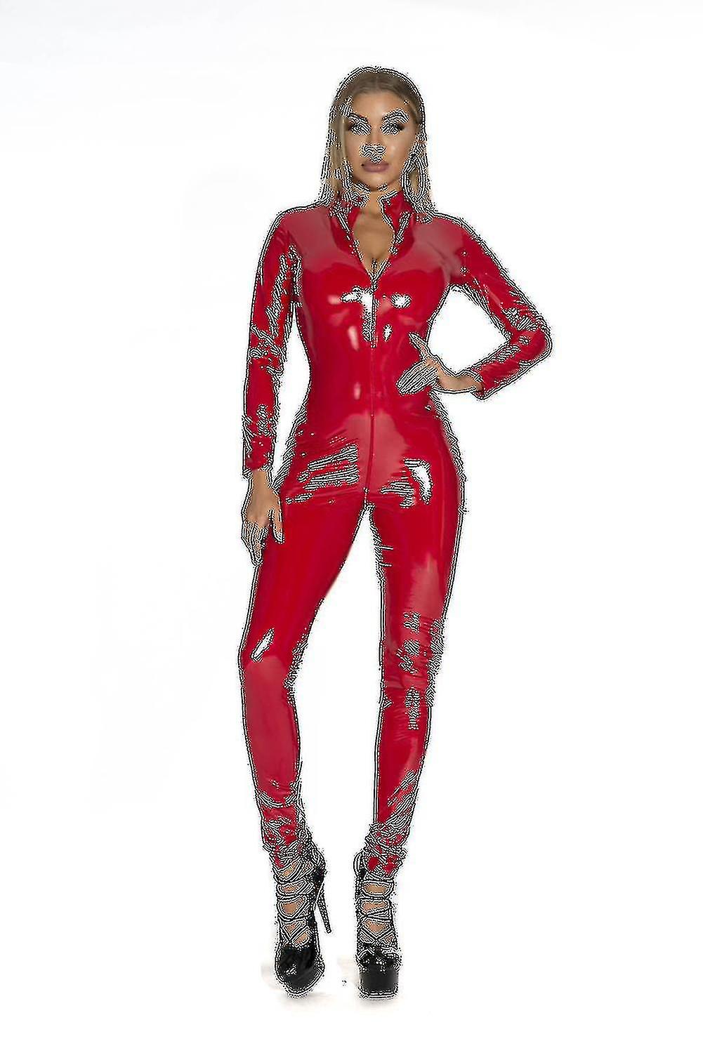 プラスサイズ S-5xl 女性セクシーラテックスキャットスーツブラックフルボディスーツ PVC ジャンプスーツクラブウェアフェイクレザーコスチューム