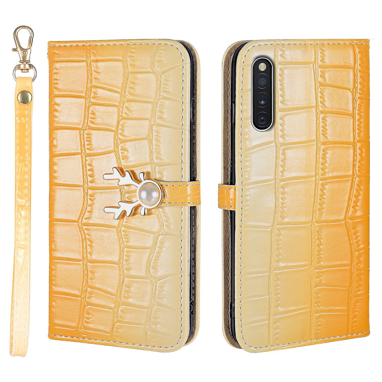 Elk Pattern Phone Case For Samsung Galaxy A41 Jp With Card Holder, Lanyard, Pu Leather Material, Wallet Function, Corner Fall Protection