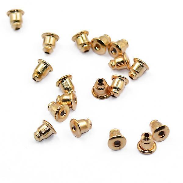 9x50 Pcs Gold Plated Bullet Earring Pin Stud Back Stoppers nuts