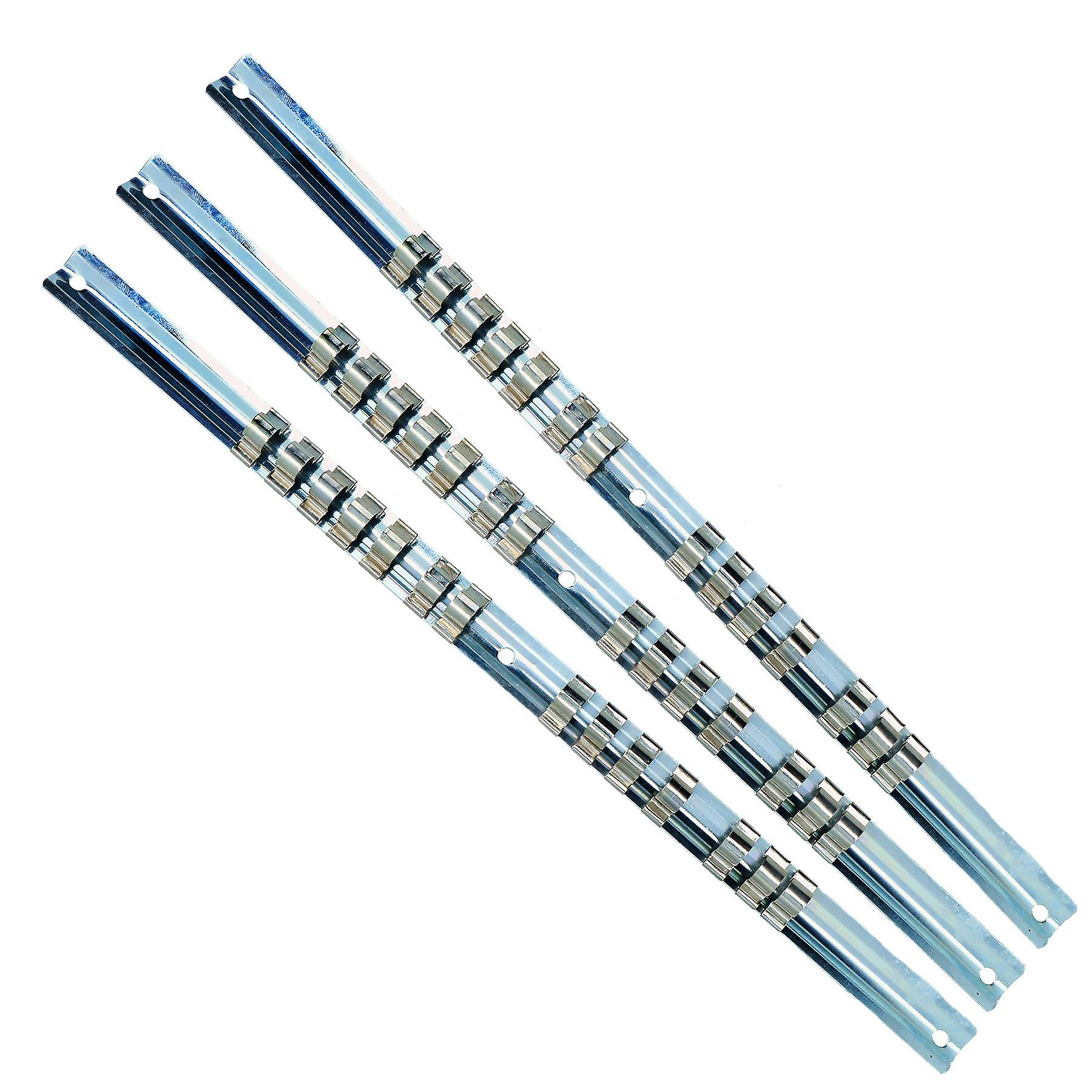 3/8" Drive Socket Rail Storage Holder Organiser Clips For 42 Sockets 3 Rails